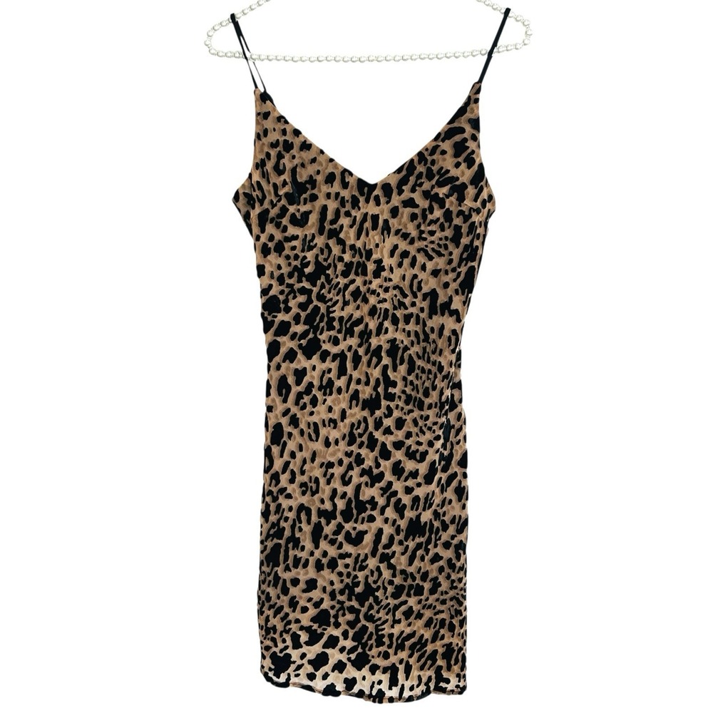 Y2k Velvet Burnout Leopard Slip Dress S Fairy Mini HOCO Homecoming Going Out